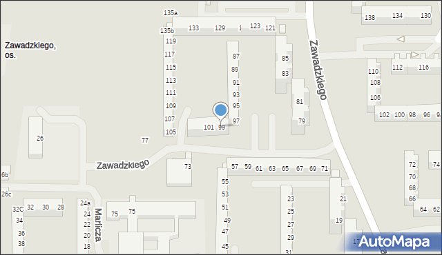 Szczecin, Zawadzkiego Tadeusza, 99, mapa Szczecina