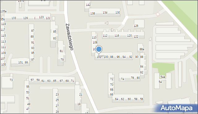 Szczecin, Zawadzkiego-Zośki Tadeusza, 102, mapa Szczecina