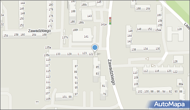 Szczecin, Zawadzkiego-Zośki Tadeusza, 121A, mapa Szczecina