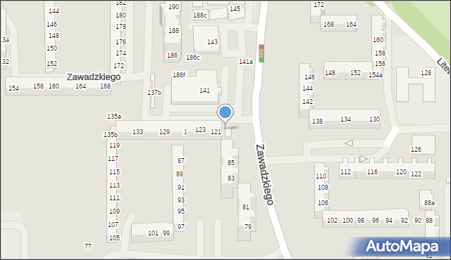 Szczecin, Zawadzkiego-Zośki Tadeusza, 121B, mapa Szczecina