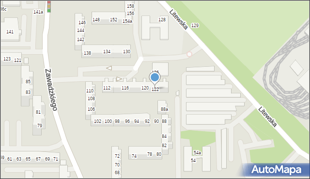 Szczecin, Zawadzkiego-Zośki Tadeusza, 122, mapa Szczecina