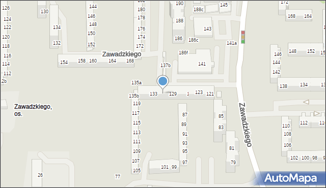Szczecin, Zawadzkiego-Zośki Tadeusza, 131, mapa Szczecina