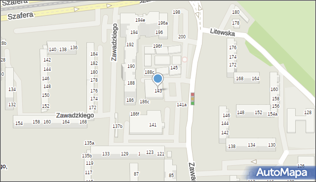 Szczecin, Zawadzkiego-Zośki Tadeusza, 143, mapa Szczecina