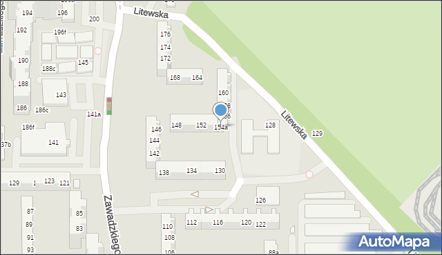 Szczecin, Zawadzkiego-Zośki Tadeusza, 154a, mapa Szczecina