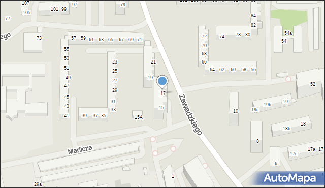Szczecin, Zawadzkiego-Zośki Tadeusza, 17, mapa Szczecina