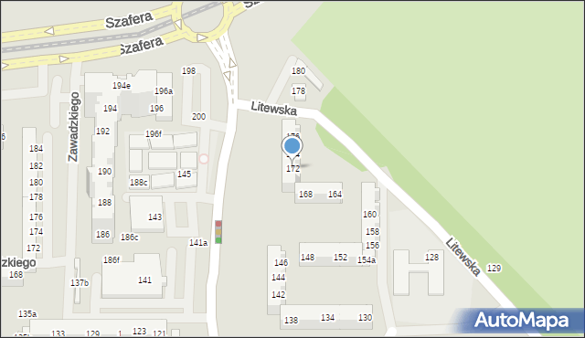 Szczecin, Zawadzkiego-Zośki Tadeusza, 172, mapa Szczecina