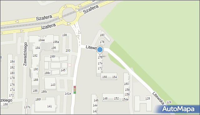 Szczecin, Zawadzkiego-Zośki Tadeusza, 176, mapa Szczecina