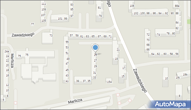 Szczecin, Zawadzkiego-Zośki Tadeusza, 25, mapa Szczecina