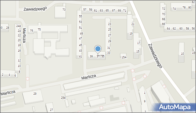 Szczecin, Zawadzkiego-Zośki Tadeusza, 37, mapa Szczecina