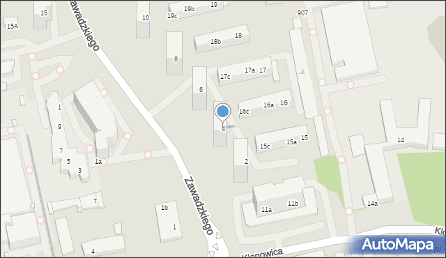 Szczecin, Zawadzkiego-Zośki Tadeusza, 4, mapa Szczecina