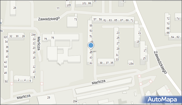 Szczecin, Zawadzkiego-Zośki Tadeusza, 45, mapa Szczecina