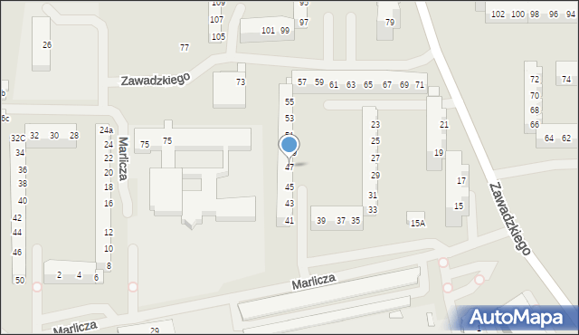 Szczecin, Zawadzkiego-Zośki Tadeusza, 47, mapa Szczecina