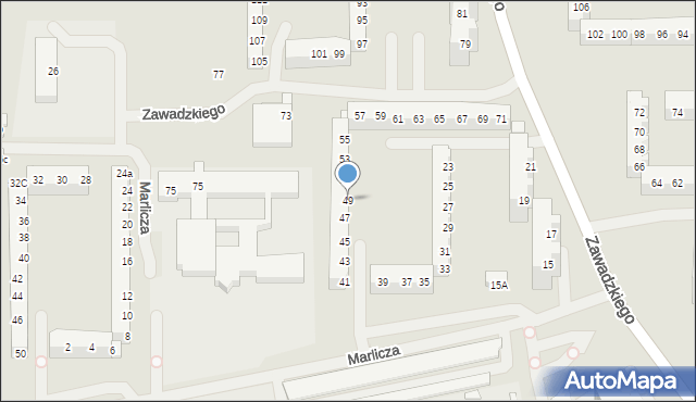 Szczecin, Zawadzkiego-Zośki Tadeusza, 49, mapa Szczecina