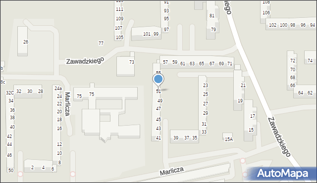 Szczecin, Zawadzkiego-Zośki Tadeusza, 51, mapa Szczecina