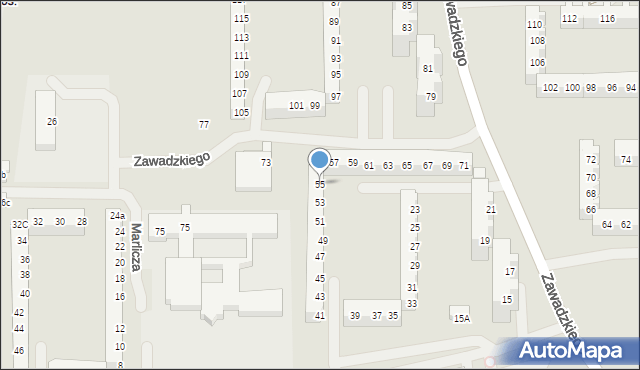 Szczecin, Zawadzkiego-Zośki Tadeusza, 55, mapa Szczecina