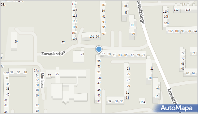 Szczecin, Zawadzkiego-Zośki Tadeusza, 55A, mapa Szczecina