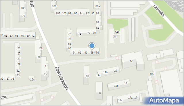Szczecin, Zawadzkiego-Zośki Tadeusza, 58, mapa Szczecina
