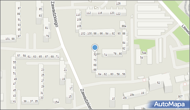 Szczecin, Zawadzkiego-Zośki Tadeusza, 72, mapa Szczecina