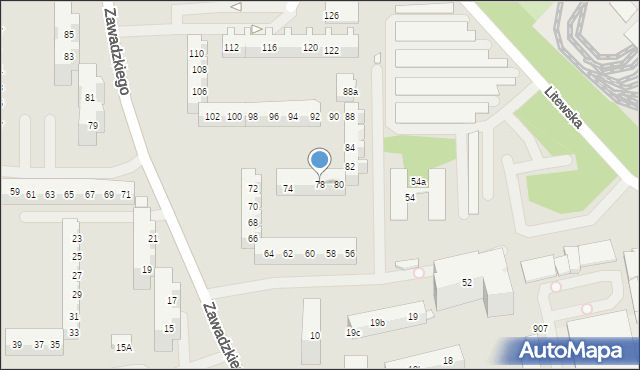 Szczecin, Zawadzkiego-Zośki Tadeusza, 78, mapa Szczecina