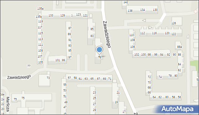 Szczecin, Zawadzkiego-Zośki Tadeusza, 79, mapa Szczecina