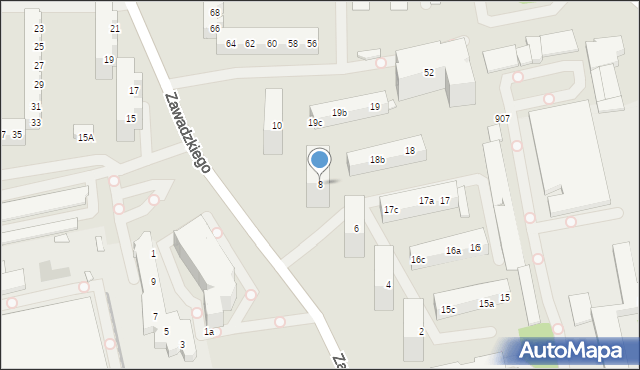 Szczecin, Zawadzkiego-Zośki Tadeusza, 8, mapa Szczecina