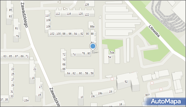 Szczecin, Zawadzkiego-Zośki Tadeusza, 80a, mapa Szczecina