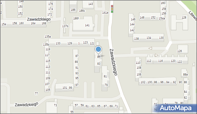 Szczecin, Zawadzkiego-Zośki Tadeusza, 85, mapa Szczecina