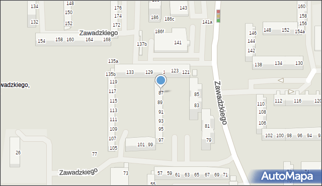 Szczecin, Zawadzkiego-Zośki Tadeusza, 87, mapa Szczecina