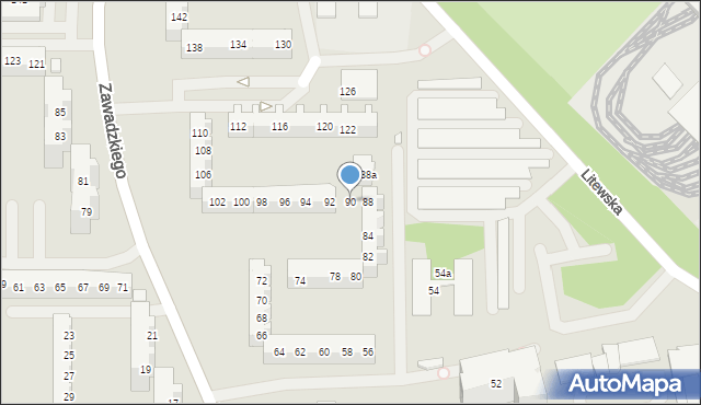 Szczecin, Zawadzkiego-Zośki Tadeusza, 90, mapa Szczecina