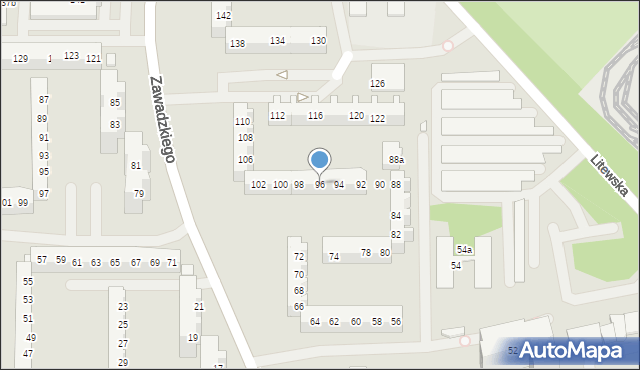 Szczecin, Zawadzkiego-Zośki Tadeusza, 96, mapa Szczecina