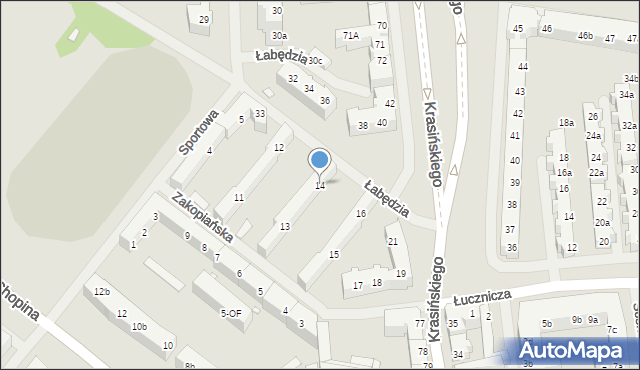 Szczecin, Zakopiańska, 14, mapa Szczecina