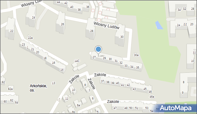 Szczecin, Zakole, 28, mapa Szczecina