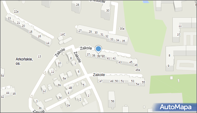 Szczecin, Zakole, 39, mapa Szczecina