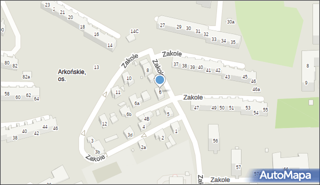 Szczecin, Zakole, 6, mapa Szczecina