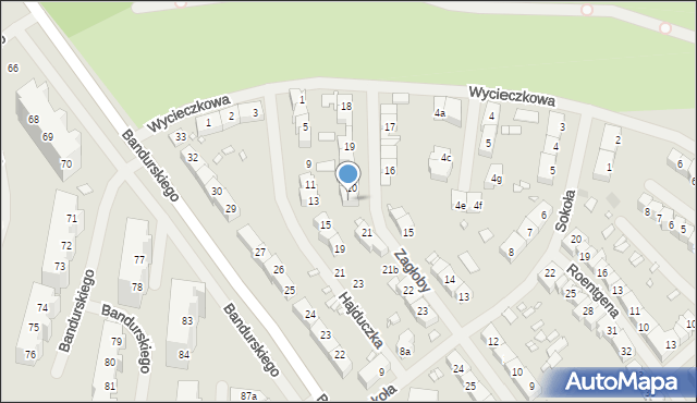 Szczecin, Zagłoby Jana Onufrego, 20a, mapa Szczecina