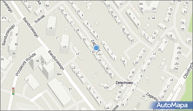 Szczecin, Zagłoby Jana Onufrego, 33, mapa Szczecina