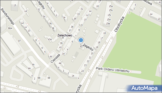 Szczecin, Zagłoby Jana Onufrego, 42, mapa Szczecina
