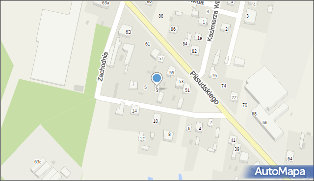 Szczerców, Zachodnia, 3, mapa Szczerców