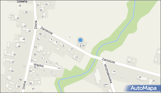 Szewna, Zarzecze, 5, mapa Szewna