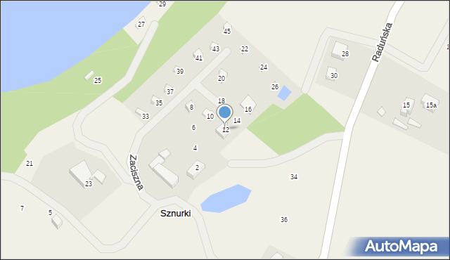 Sznurki, Zaciszna, 12, mapa Sznurki