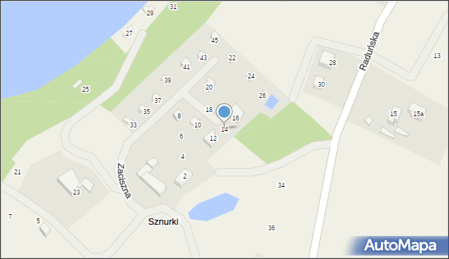 Sznurki, Zaciszna, 14, mapa Sznurki