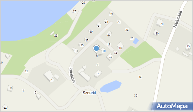 Sznurki, Zaciszna, 6, mapa Sznurki