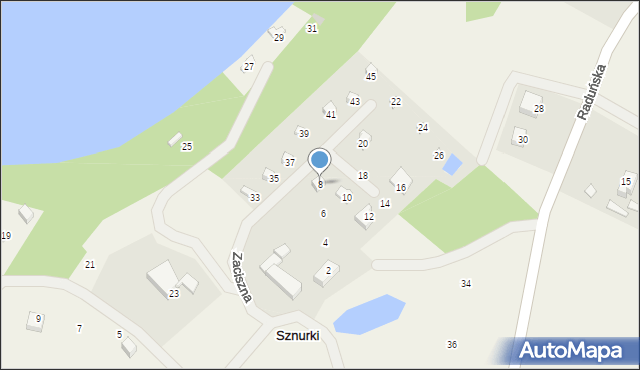 Sznurki, Zaciszna, 8, mapa Sznurki