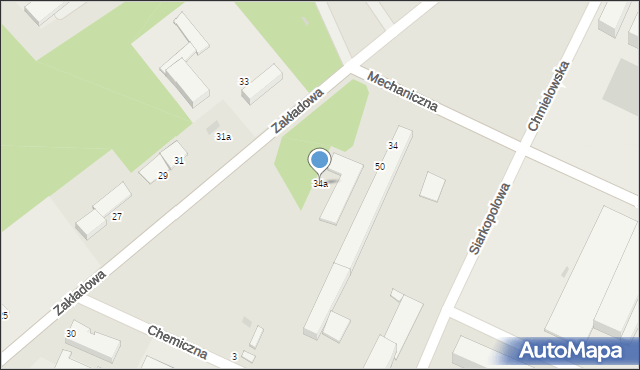 Tarnobrzeg, Zakładowa, 34a, mapa Tarnobrzegu