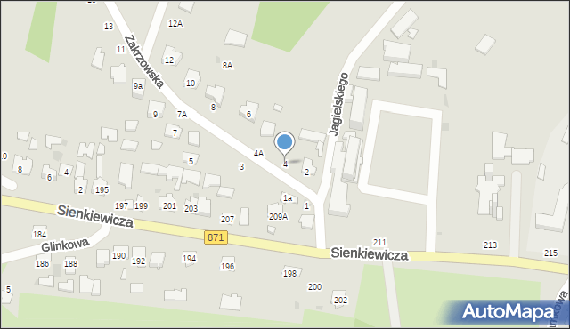 Tarnobrzeg, Zakrzowska, 4, mapa Tarnobrzegu