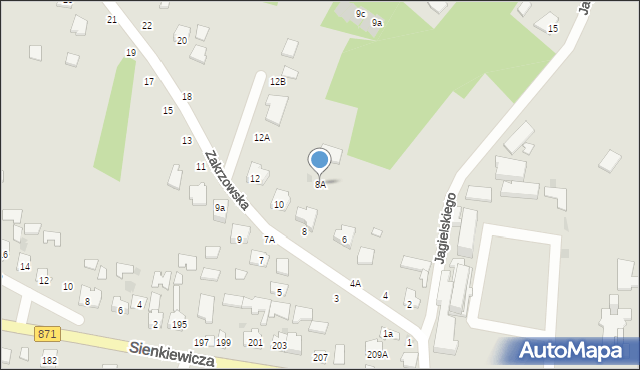Tarnobrzeg, Zakrzowska, 8A, mapa Tarnobrzegu