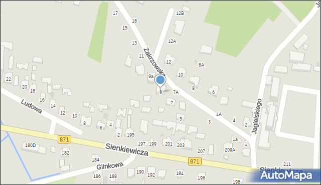 Tarnobrzeg, Zakrzowska, 9, mapa Tarnobrzegu