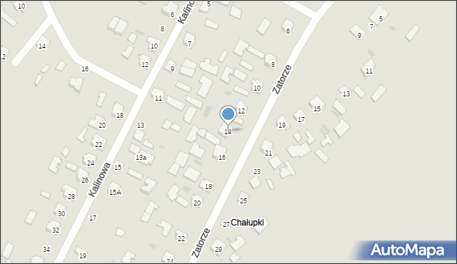 Tarnobrzeg, Zatorze, 14, mapa Tarnobrzegu