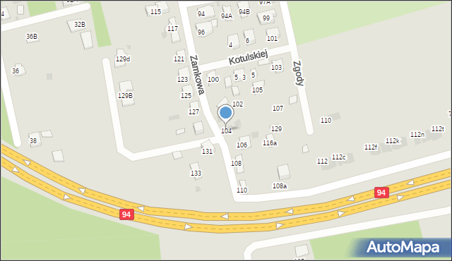 Tarnów, Zamkowa, 104, mapa Tarnów