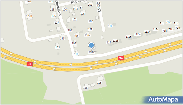 Tarnów, Zamkowa, 108a, mapa Tarnów